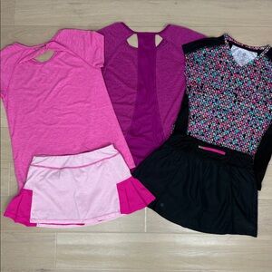 Girls Champion Tennis Skirts & Tops | Bundle | Pink & Black | Girls L (10-12)
